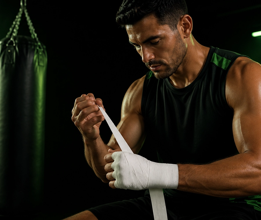 Deportista de alto impacto utilizando tela adhesiva deportiva Go Plus