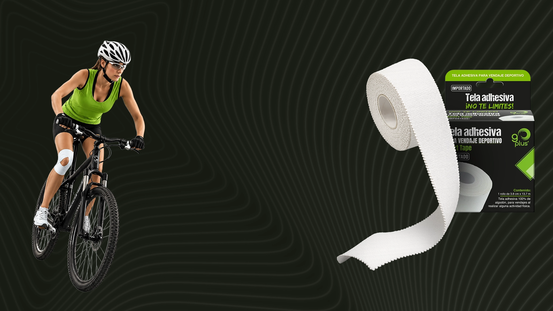 Deportista utilizando tela adhesiva deportiva Go Plus en vendaje de alto impacto