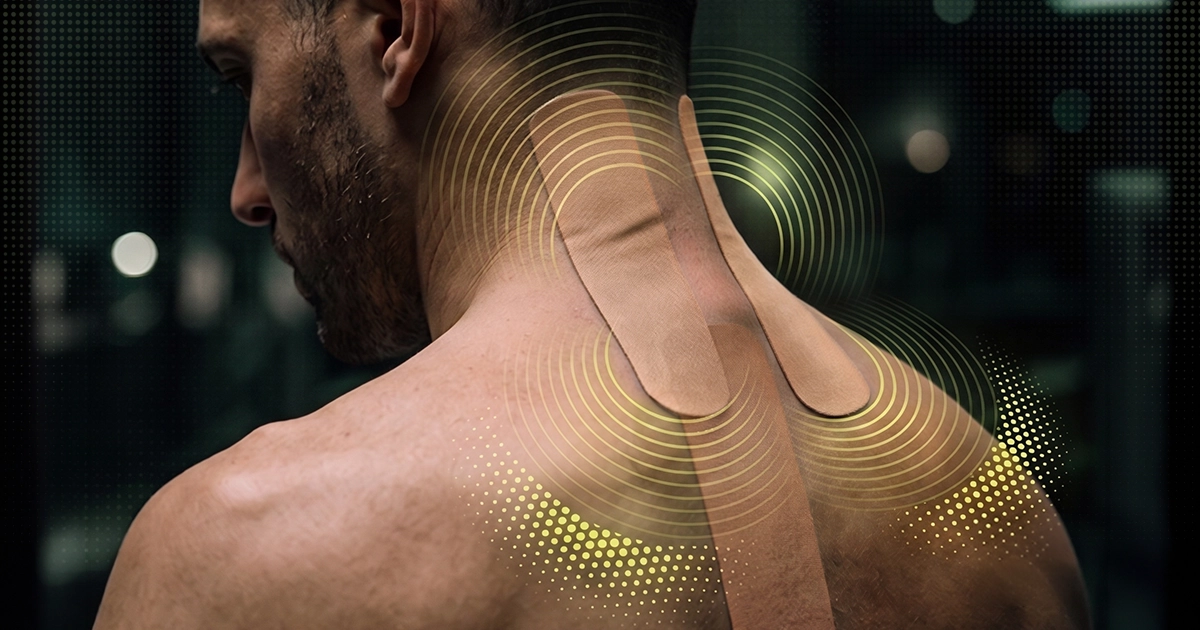 Cinta kinesiológica aplicada en cuello y zona cervical